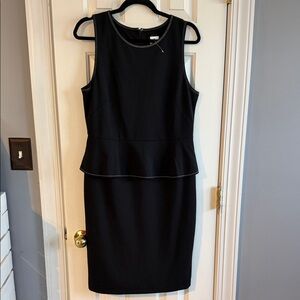 NWT Ann Taylor Elegant Black Peplum Dress Size 8